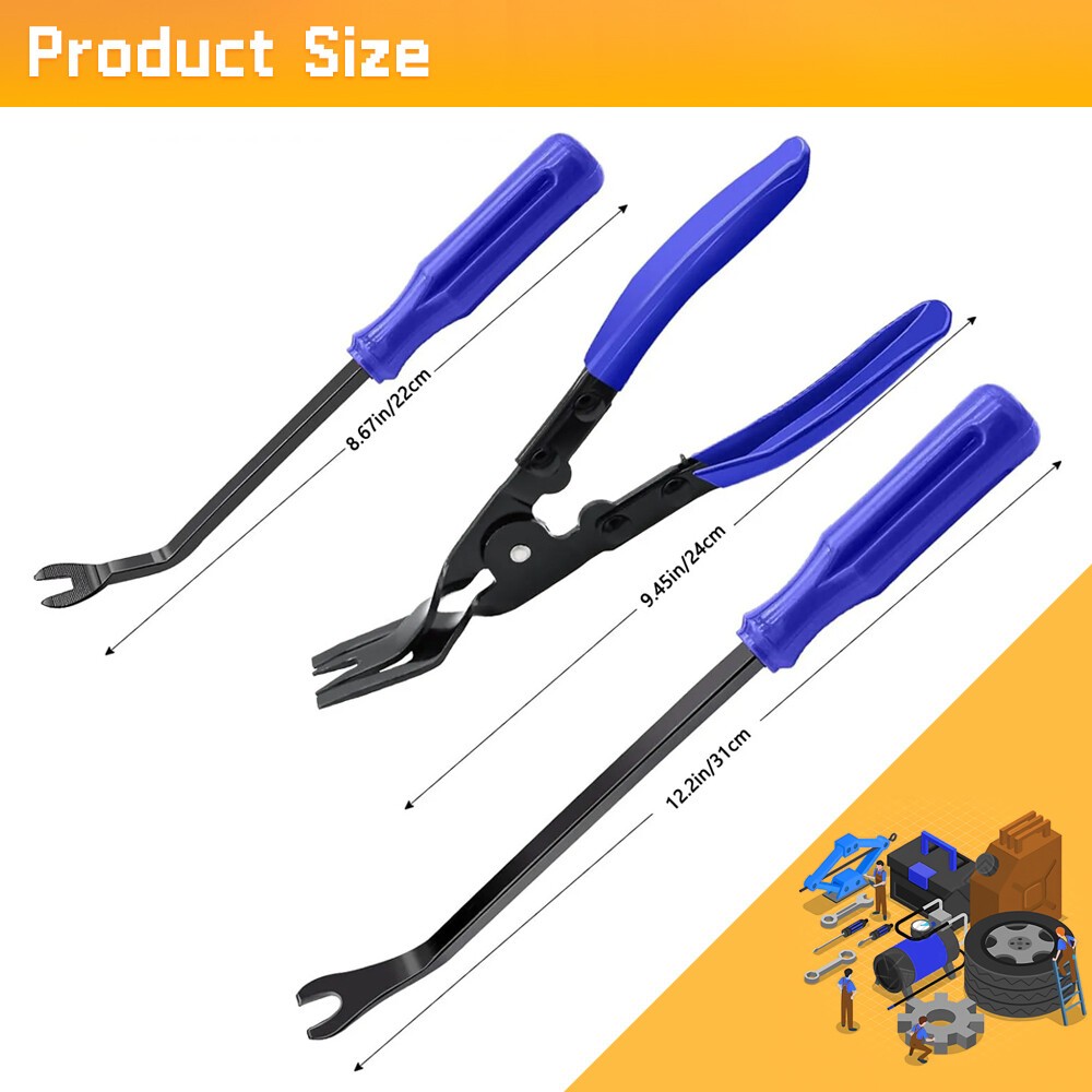 3PCS Auto Trim Clip Remover Tool Removal Pliers Fastener Door Panel Retainer Set