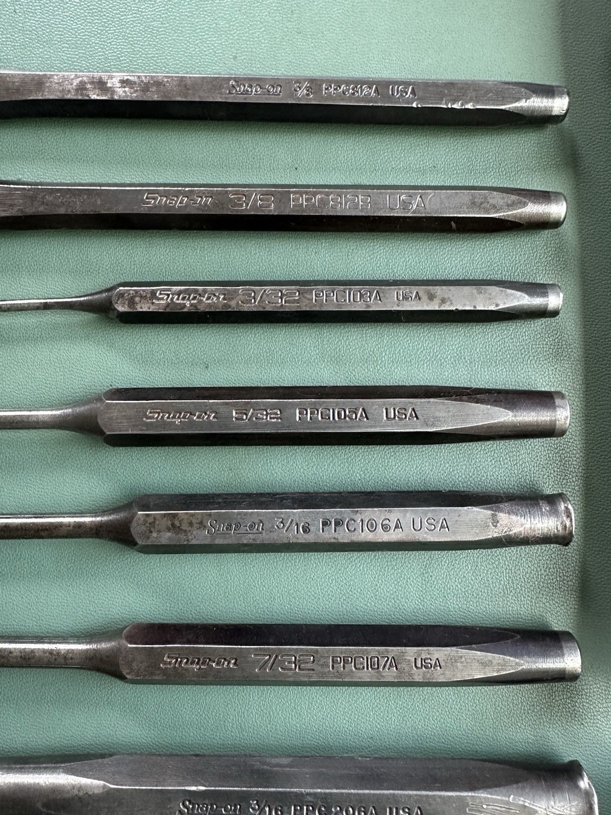 Snap-on Tools Lot of 12 Center Punches Chisels Vintage PC PPC 3/32 – 5/16″