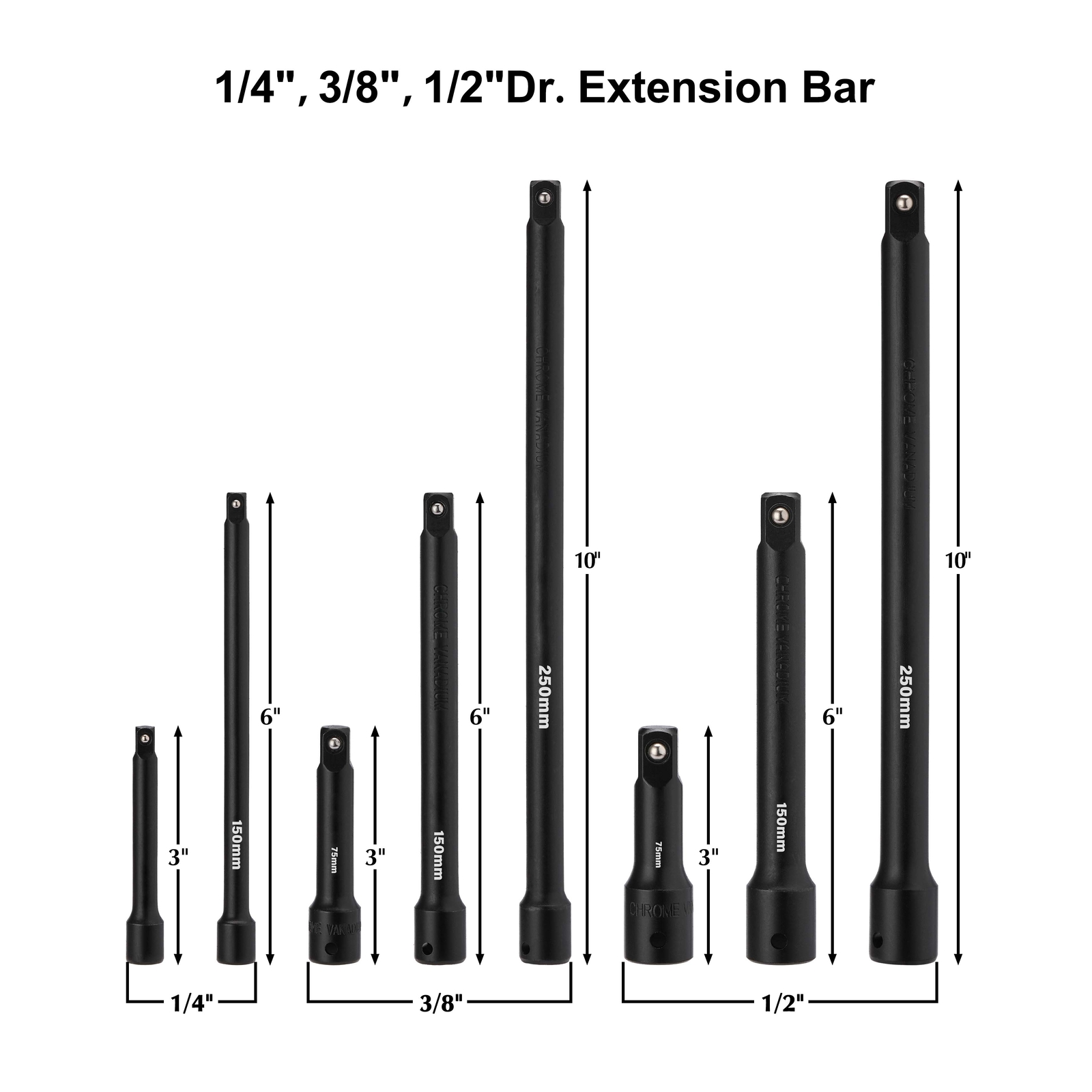 18-Piece Drive Tool Accessory Set Premium CR-V Steel with Black Phosphate Finish