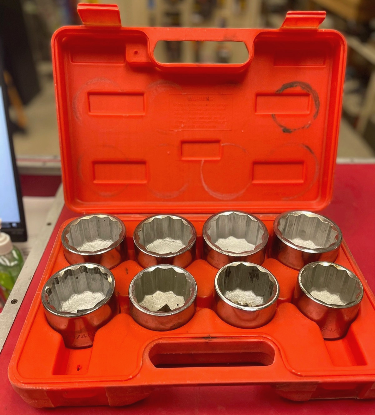 9pc 3/4″ Drive Socket Set 12 Points JUMBO Sockets 2 1/16″ to 2 1/2″ & Red Case