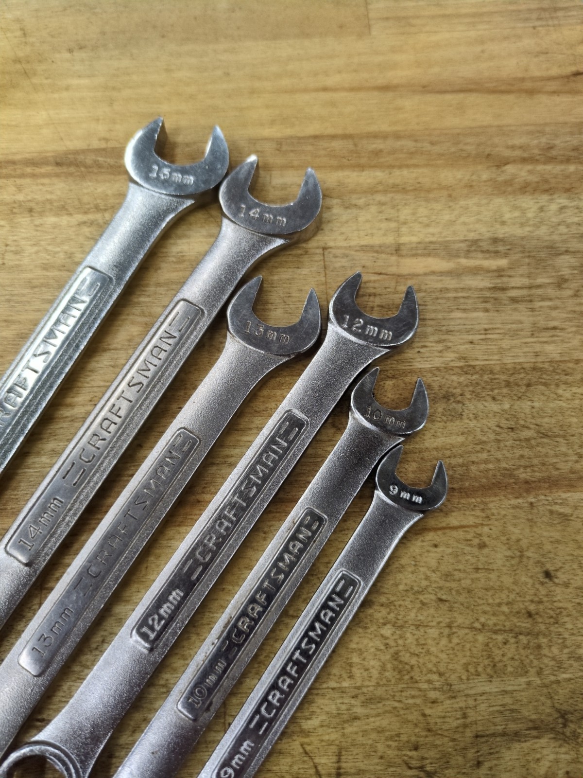 (6) Craftsman Metric 6 PT Combination Wrench Lot 9,10,12,13,14,15mm USA Made VA