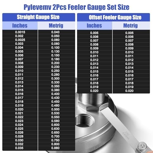 Feeler Gauge Set 2pcs Stainless Steel 32 Straight 16 Offset Blades SAE Metric