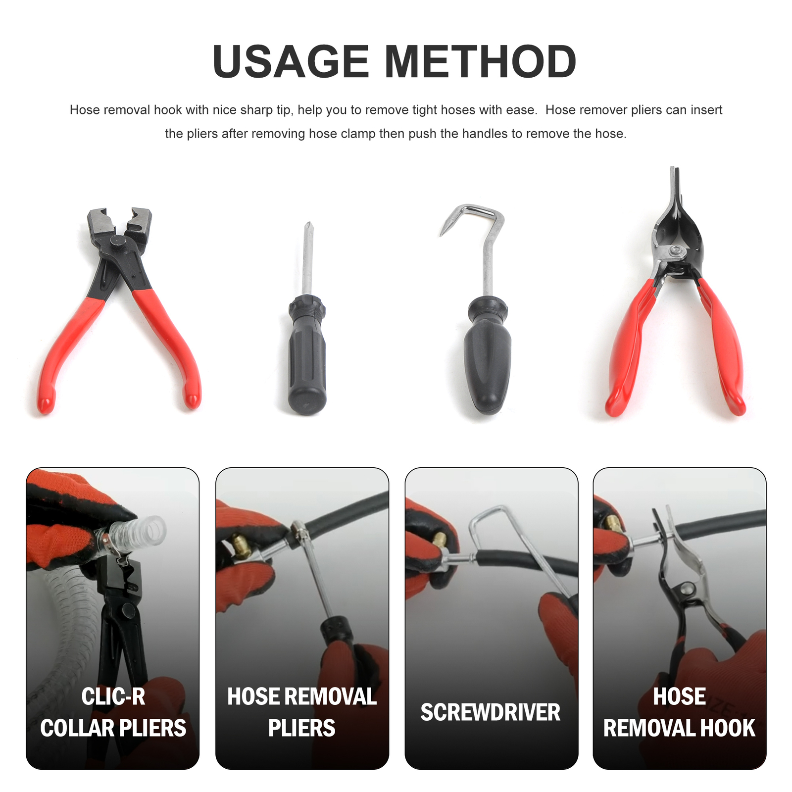 9pc Hose Clamp Pliers Kit Ratchet Pipe Removal Tools Swivel Jaw Flat Angled Band
