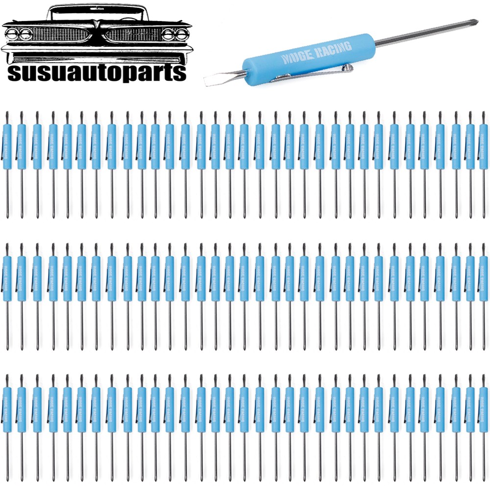100x Blue Mini Pocket Screwdriver Flap Tip+Magnet and Clip Phillips Slotted Flat