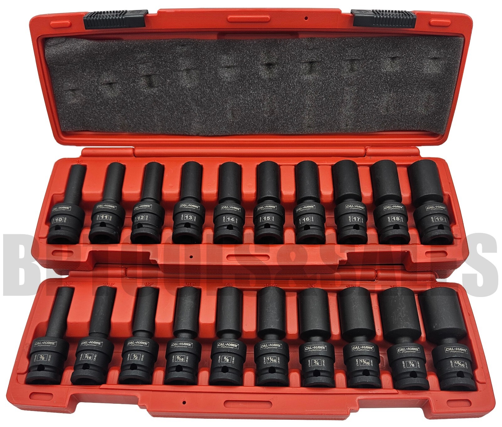 20pc 1/2″ DR. Universal Swivel Deep Impact Socket Set (METRIC & SAE) PRO Radius