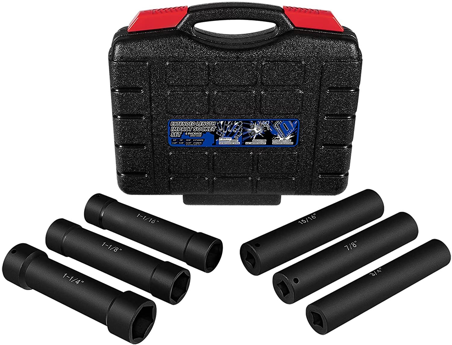1/2 » Drive Heavy Duty Extended Length Extra-Deep Length Impact Socket Set