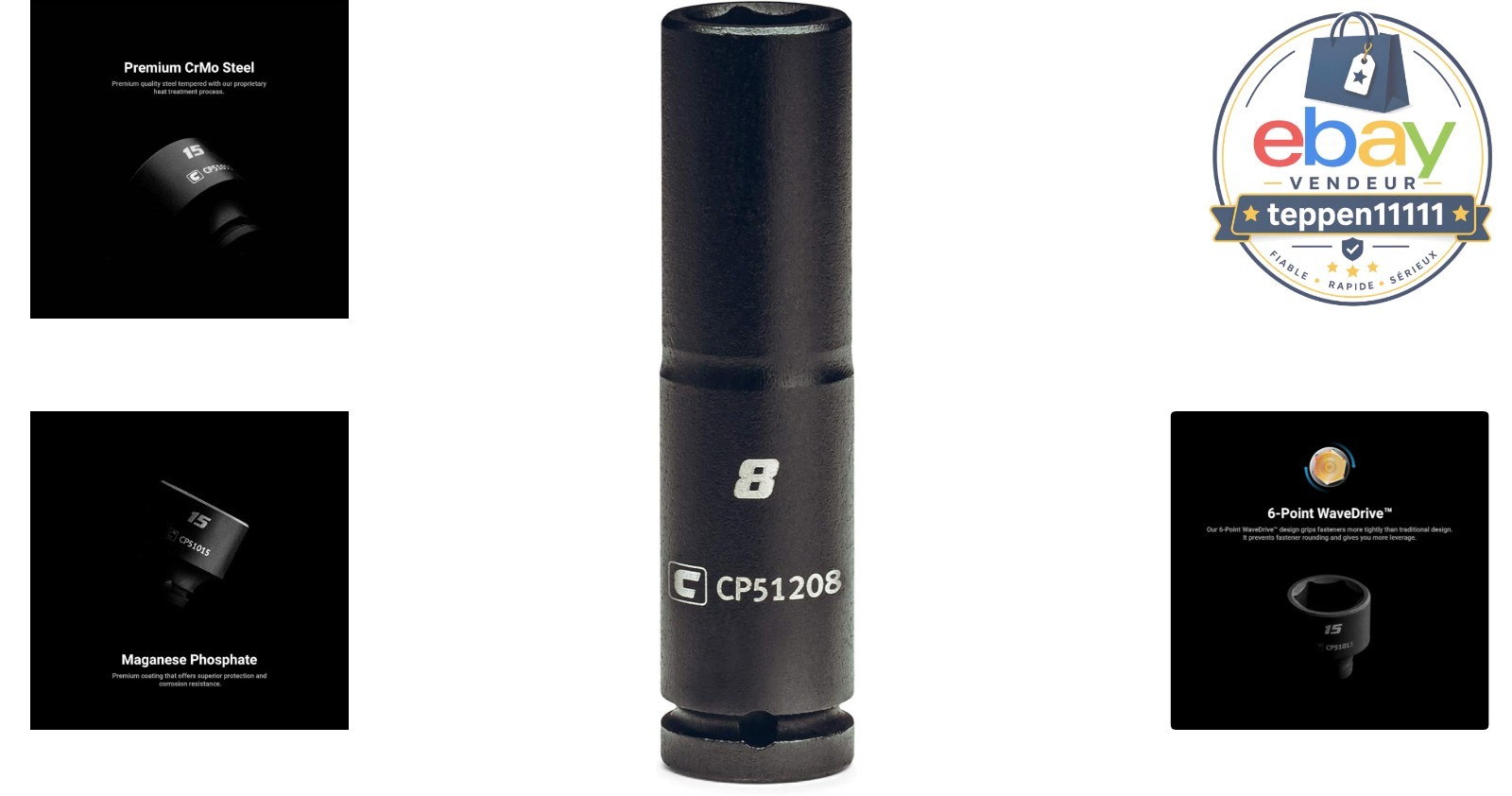 8 mm Deep Impact Socket 1/4-Inch Drive 6-Point Metric