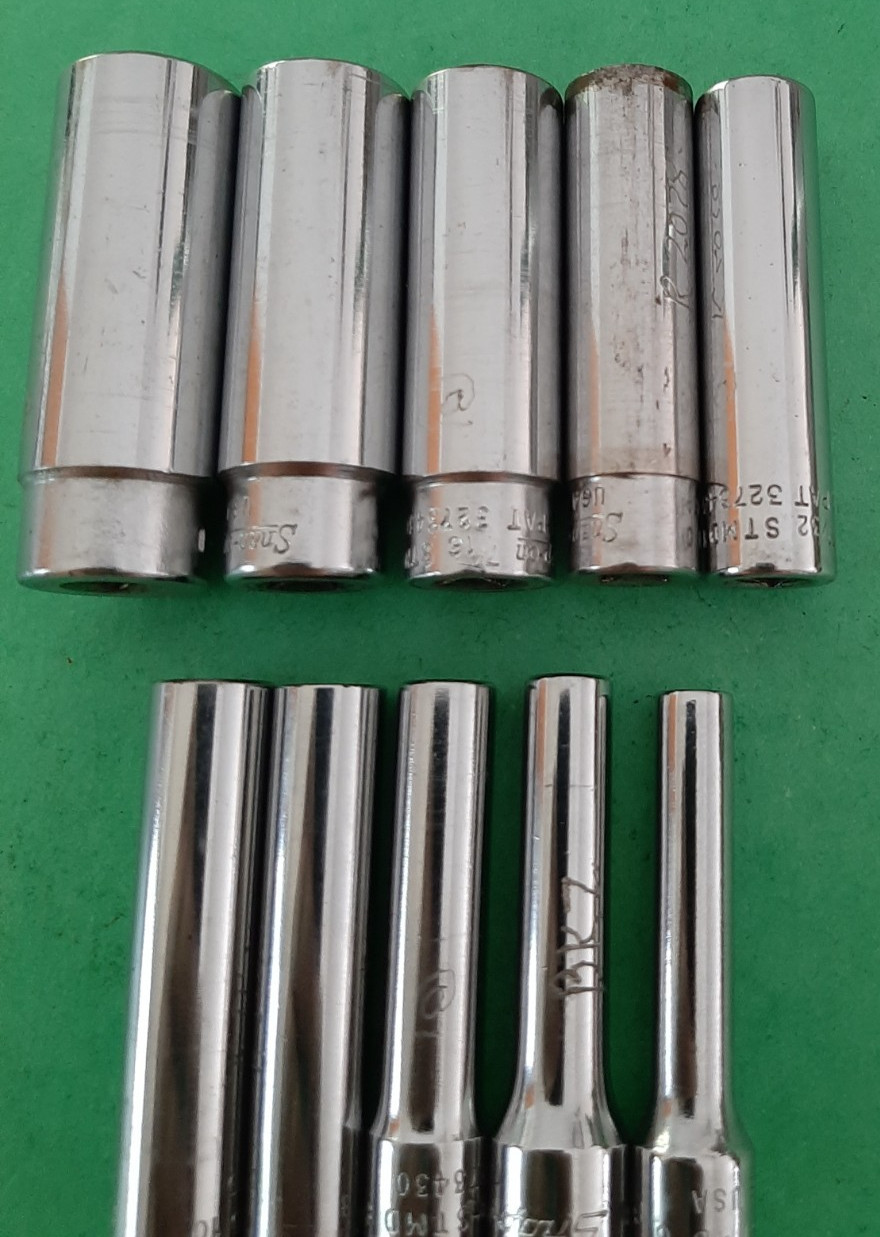 10pc Snap-on Tools USA 1/4″ Drive SAE Deep 12pt POINT Chrome Socket Set READ!!