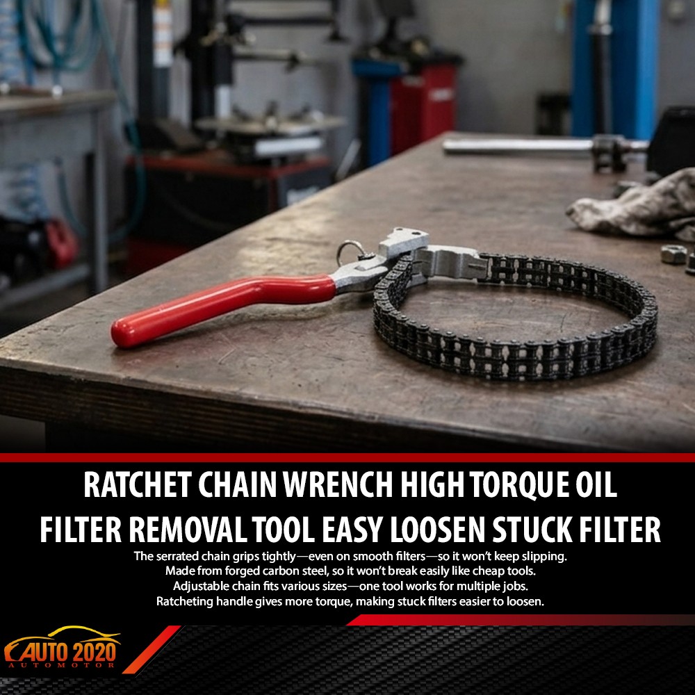 60-160mm Heavy-Duty Ratcheting Chain Wrench Oil Filter Change Pipe Fittings
