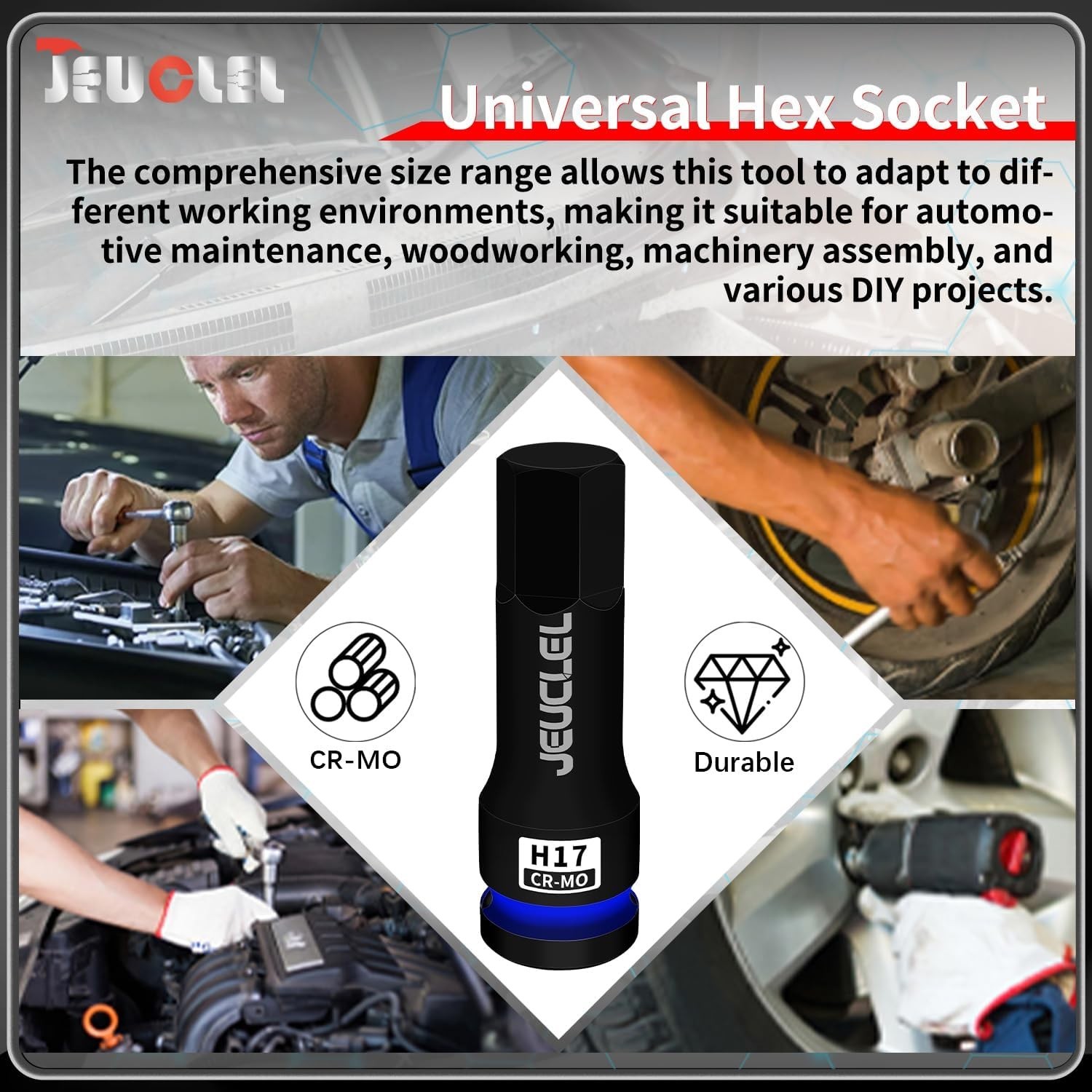 Precision-Made 3″ 17mm Hex Impact Socket – Corrosion-Resistant for Wrench Use