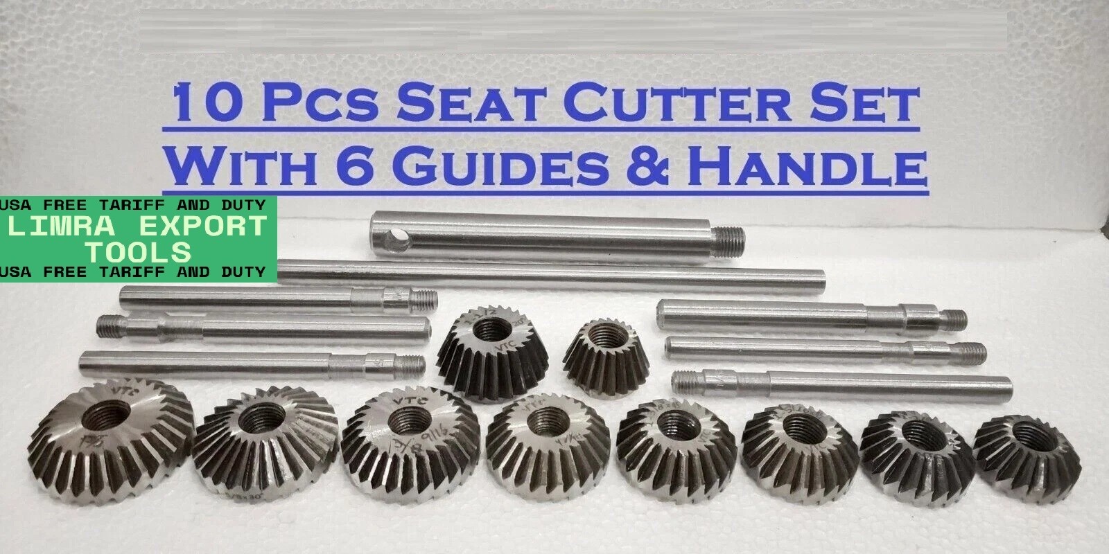 10 PCS VALVE SEAT & FACE CUTTER SET AUTOMOTIVE INDUSTRIAL TOOL-HEAVY DUTY
