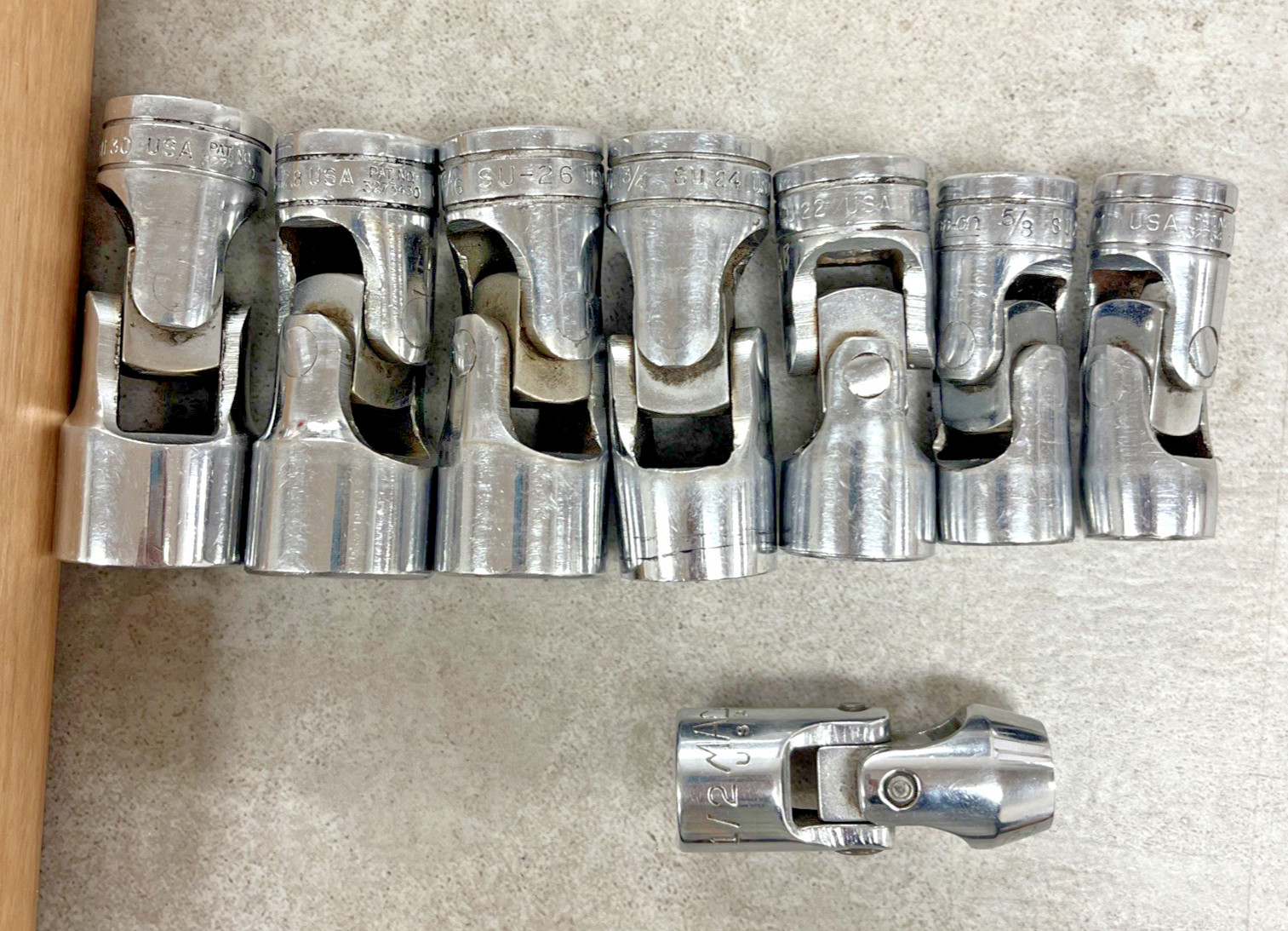 Snap On 1/2″DRIVE 7PC. SWIVEL SOCKET SET Snap-On 9/16-15/16 plus Mac 1/2
