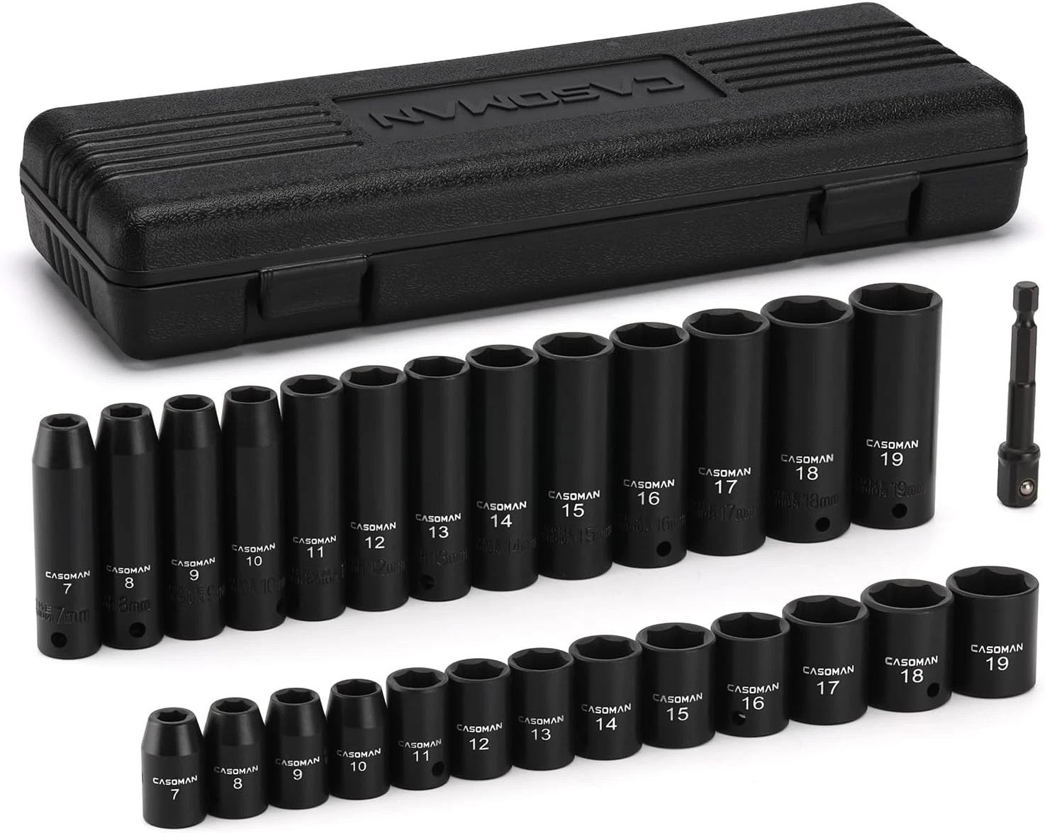 Durable 27-Piece 3/8-Inch Drive Impact Socket Set with Black Phosphate Finish