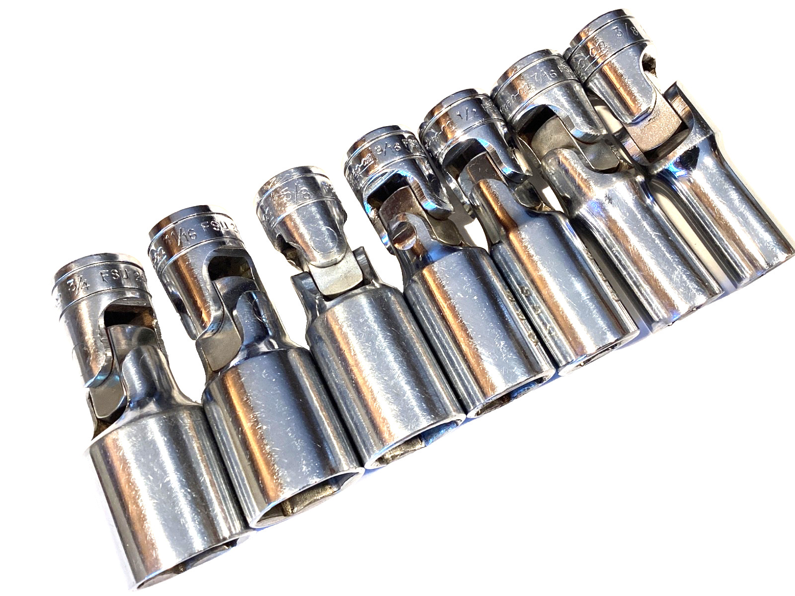 Snap On USA 207FSU 7 Piece 3/8″ Drive 6 Point SAE DEEP Swivel Socket Set NICE