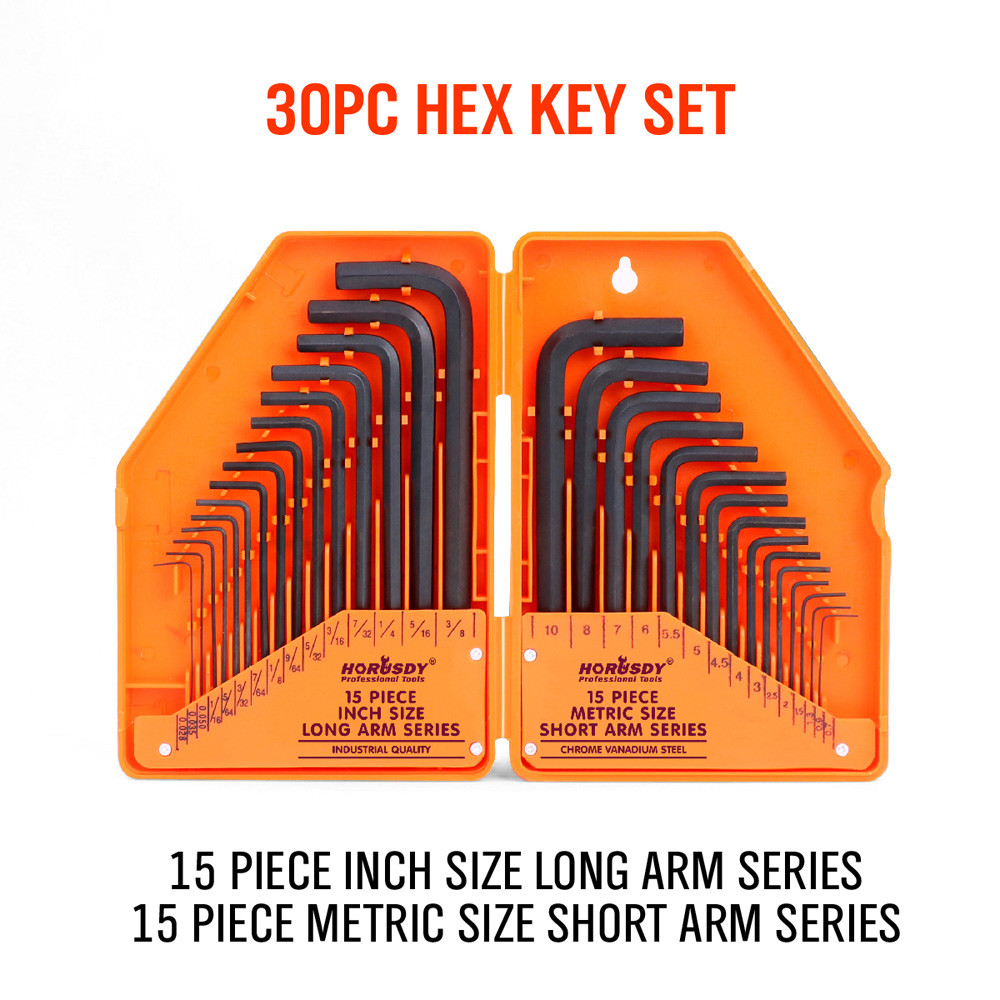 Allen Wrench Hex Key Set 31pc Set METRIC & SAE Standard Short Long Arm CrV Steel