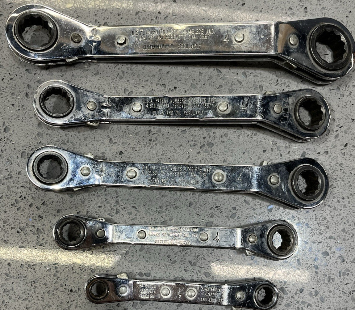 Blue-Point RBYAM605 5 pc 12-Point Metric 25° Offset Ratcheting Box Wrench Set