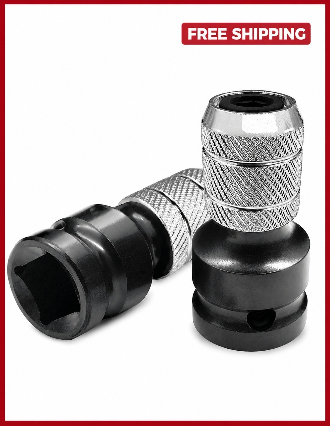 2Pcs 1/2″ Square Drive to 1/4″ Hex Socket Adapter Converter Impact Wrench Chuck.