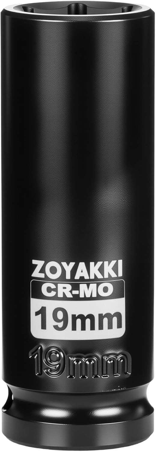 Durable 1/2″ Drive 19mm Deep Socket – Black Phosphate Finish, High Compatibility