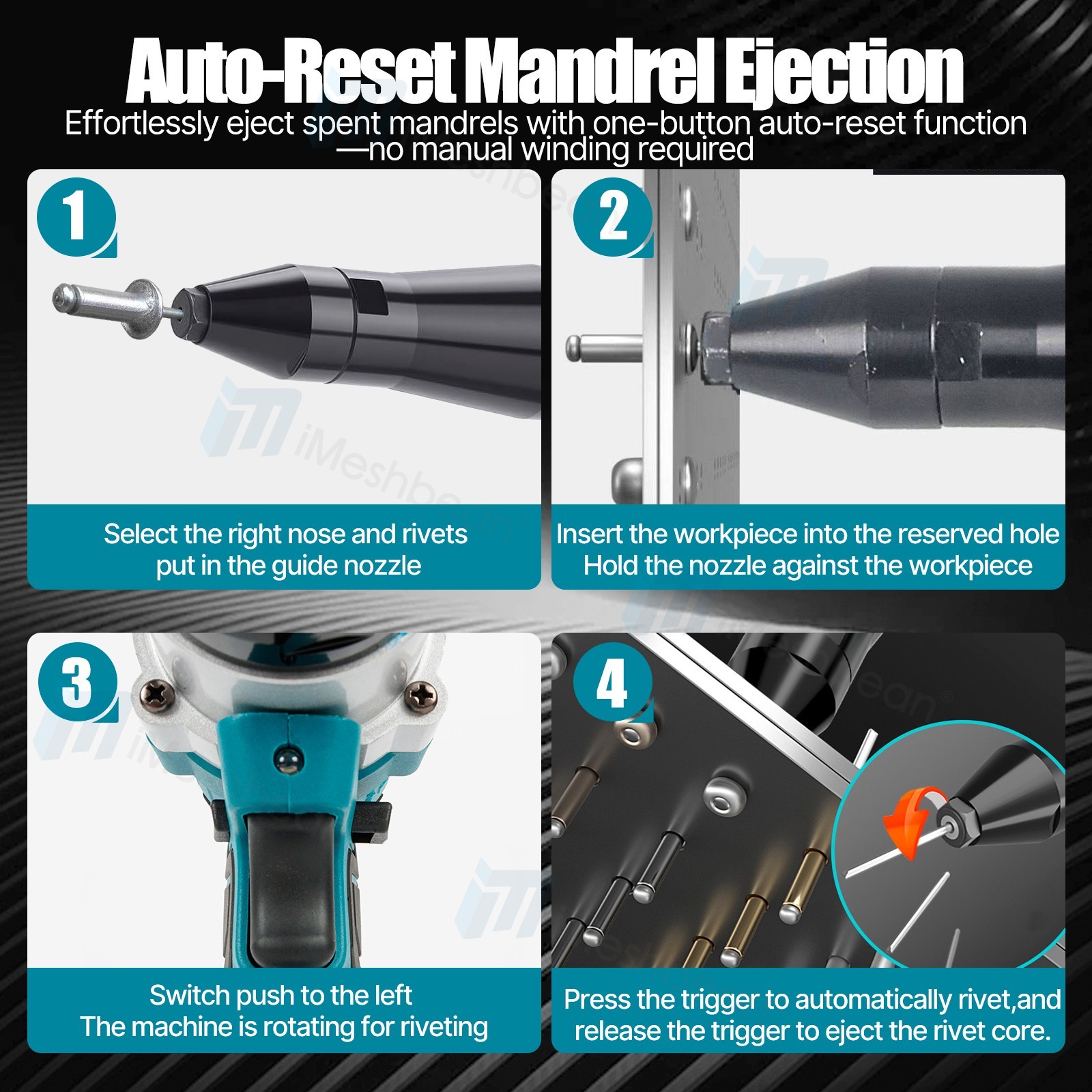 Cordless Rivet Gun 5.5Ah Battery Automatic Electric POP Blind Riveting Riveter