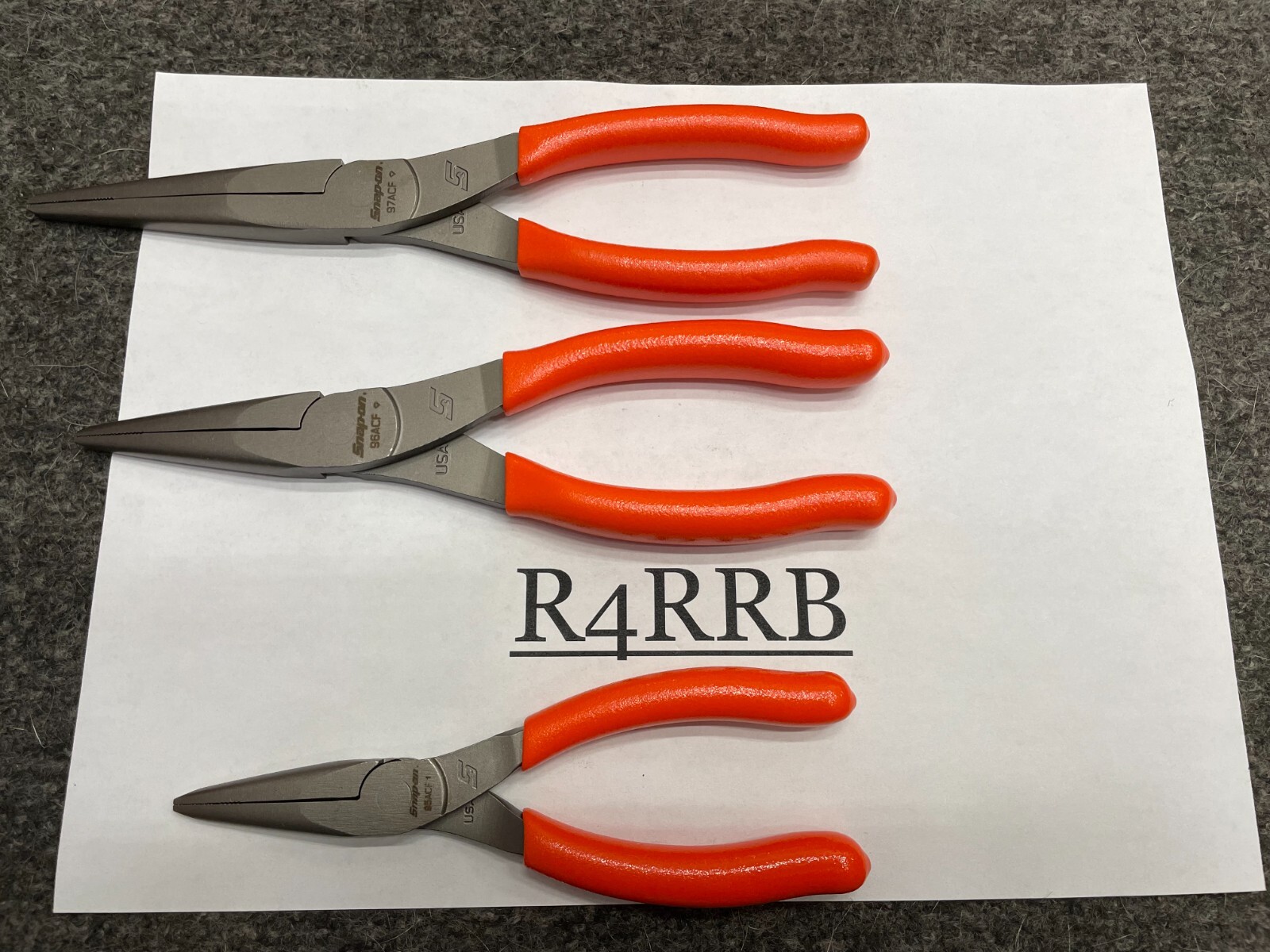 Snap-On Tools NEW 5 PIECE ORANGE Soft Grip LONG Neck Needle Nose Pliers Lot Set