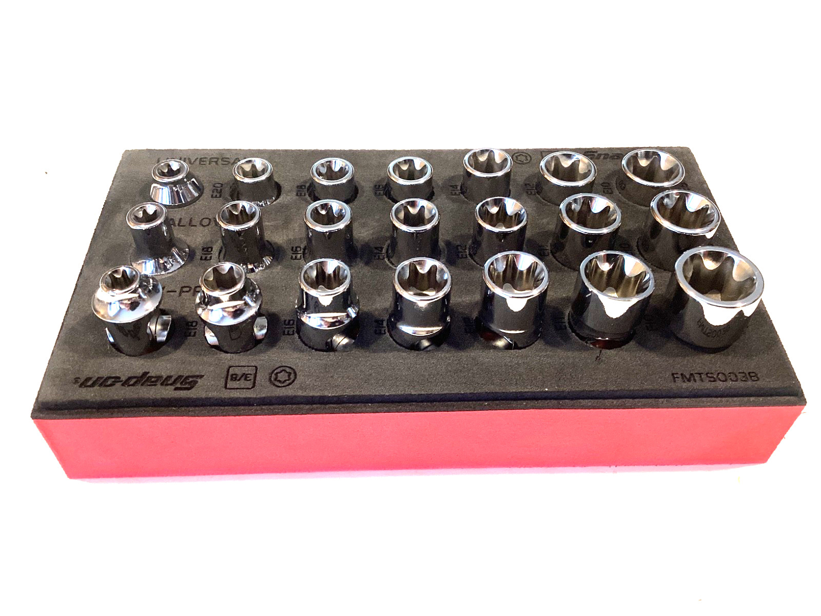 Snap On USA NEW 21 Piece 3/8” Drive Inverted Torx Master Socket Set Pro Fit Foam