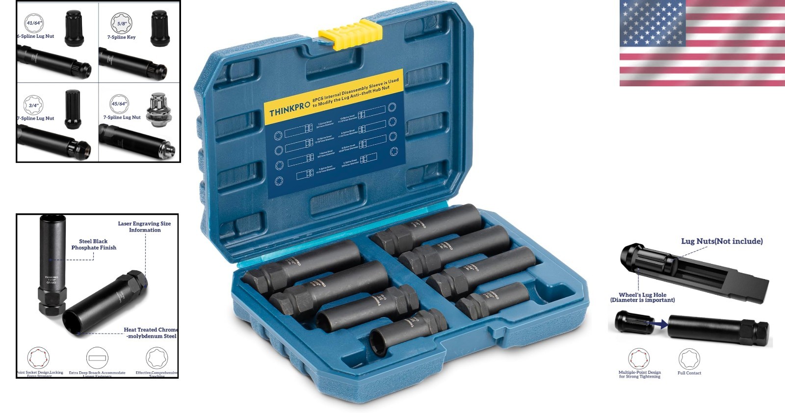 Professional Grade Spline Lug Nut Removal Tool Set – For Cars, Trucks, and More