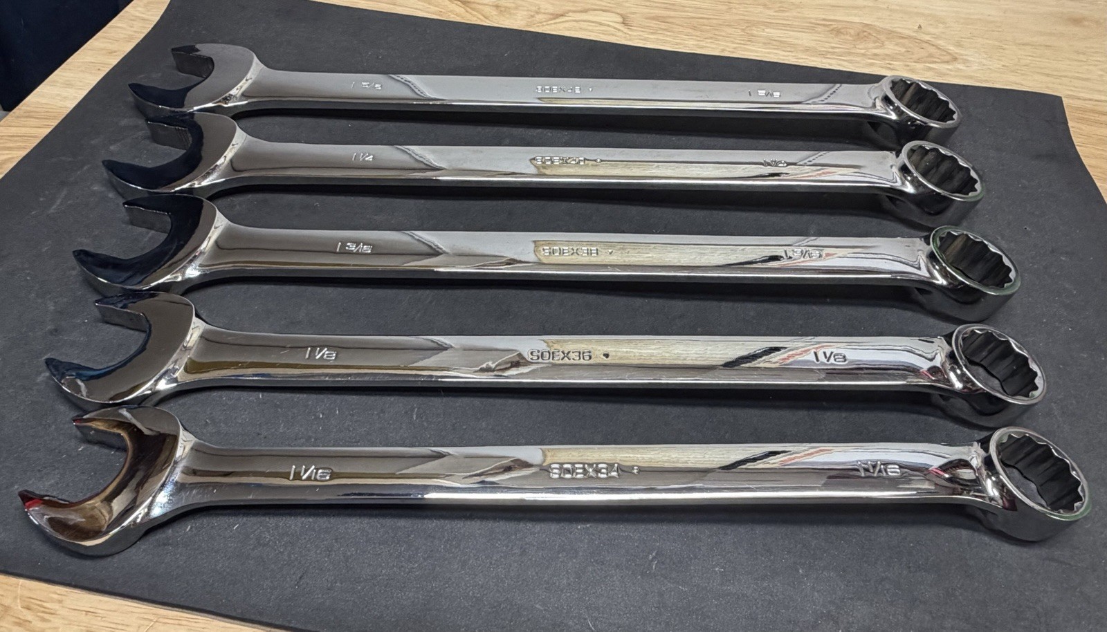 NICE! Snap-On Large 5pc Flank Drive Plus SAE Combination Wrenches Wrench Set
