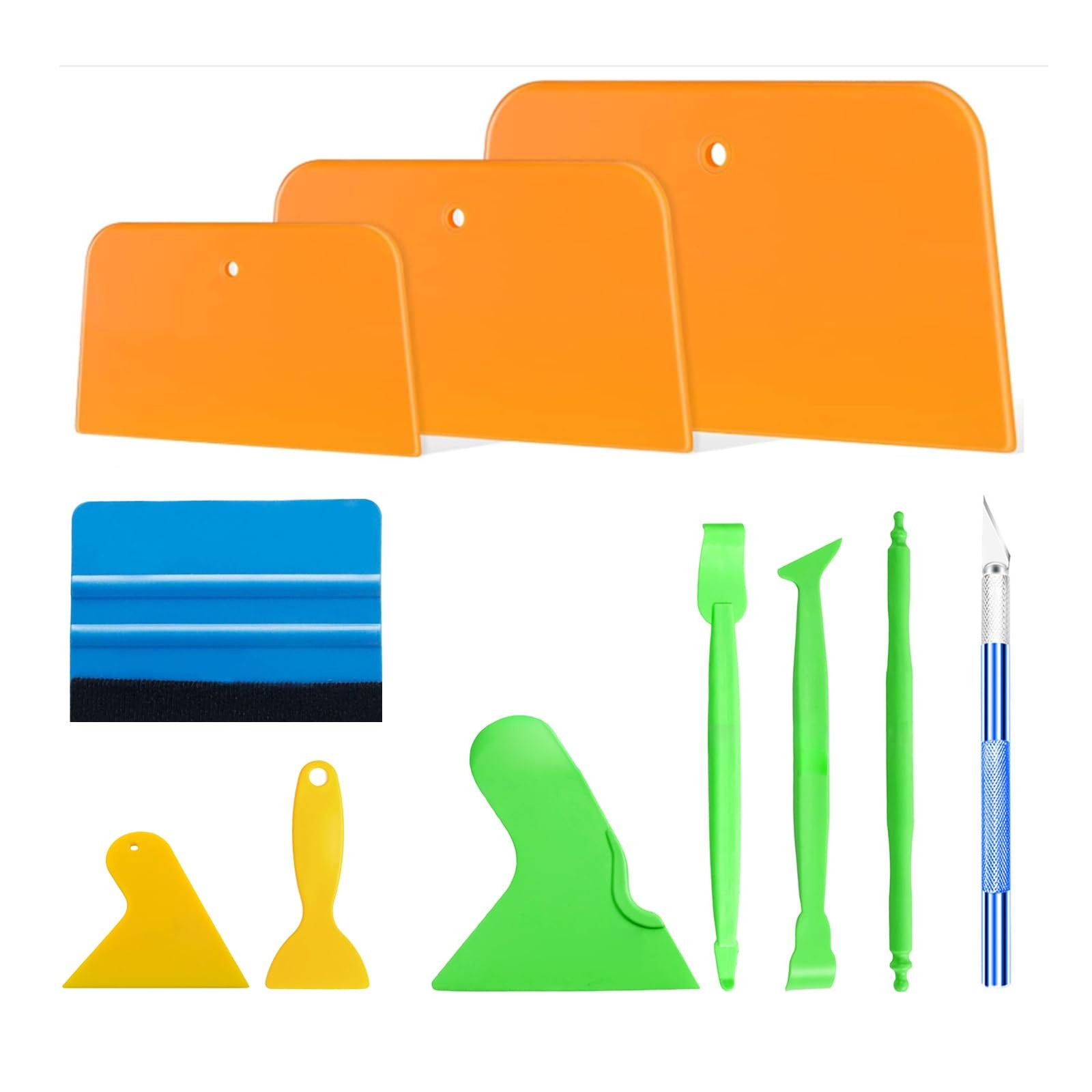 11PCS Auto Body Tool Set Flexible Filler Spreader, Putty Knife, Tint Kit &