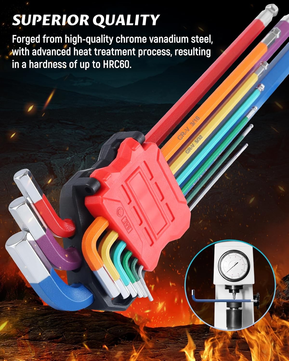 18-Piece Hex Wrench Set, Includes Metric and Imperial Hex Wrenches (Ball-End)