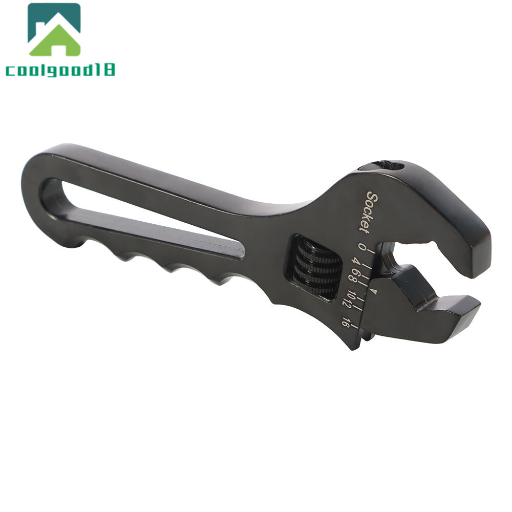 Adjustable Wrench Aluminum Tool Spanner 3AN-16AN for Hose End Fitting Black