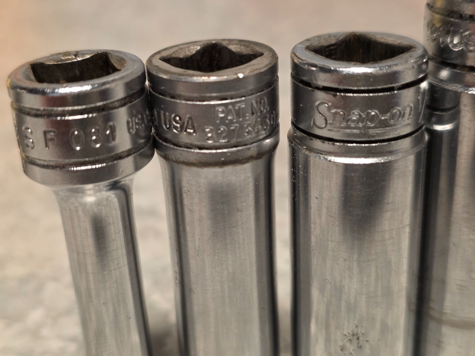 10Pc Snap On Underline DEEP SAE 1/4″-7/8 Socket Set Lot 12-PT 3/8” Drive w/rail