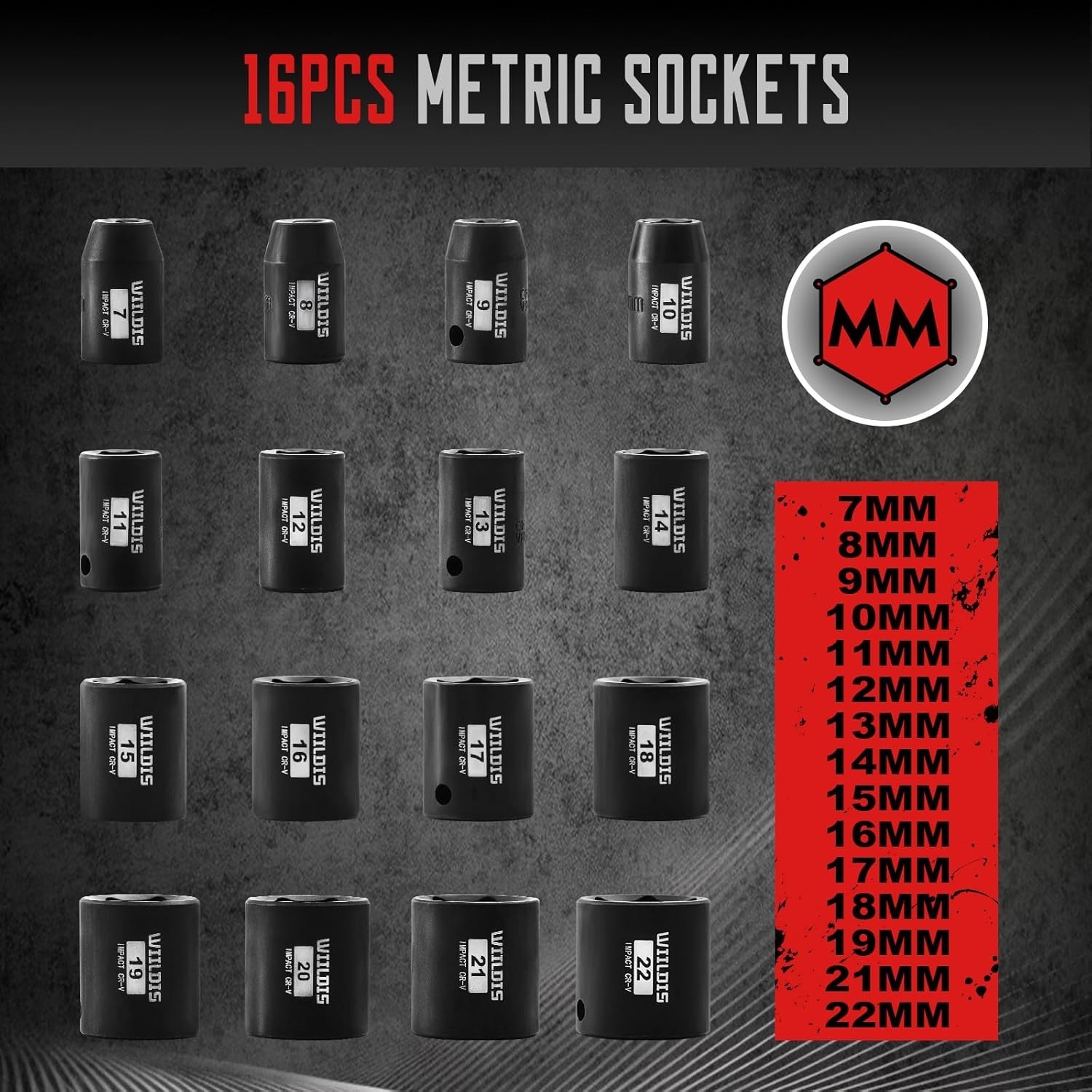 26 PCS Socket Set 3/8″ Drive SAE Metric Impact Sockets