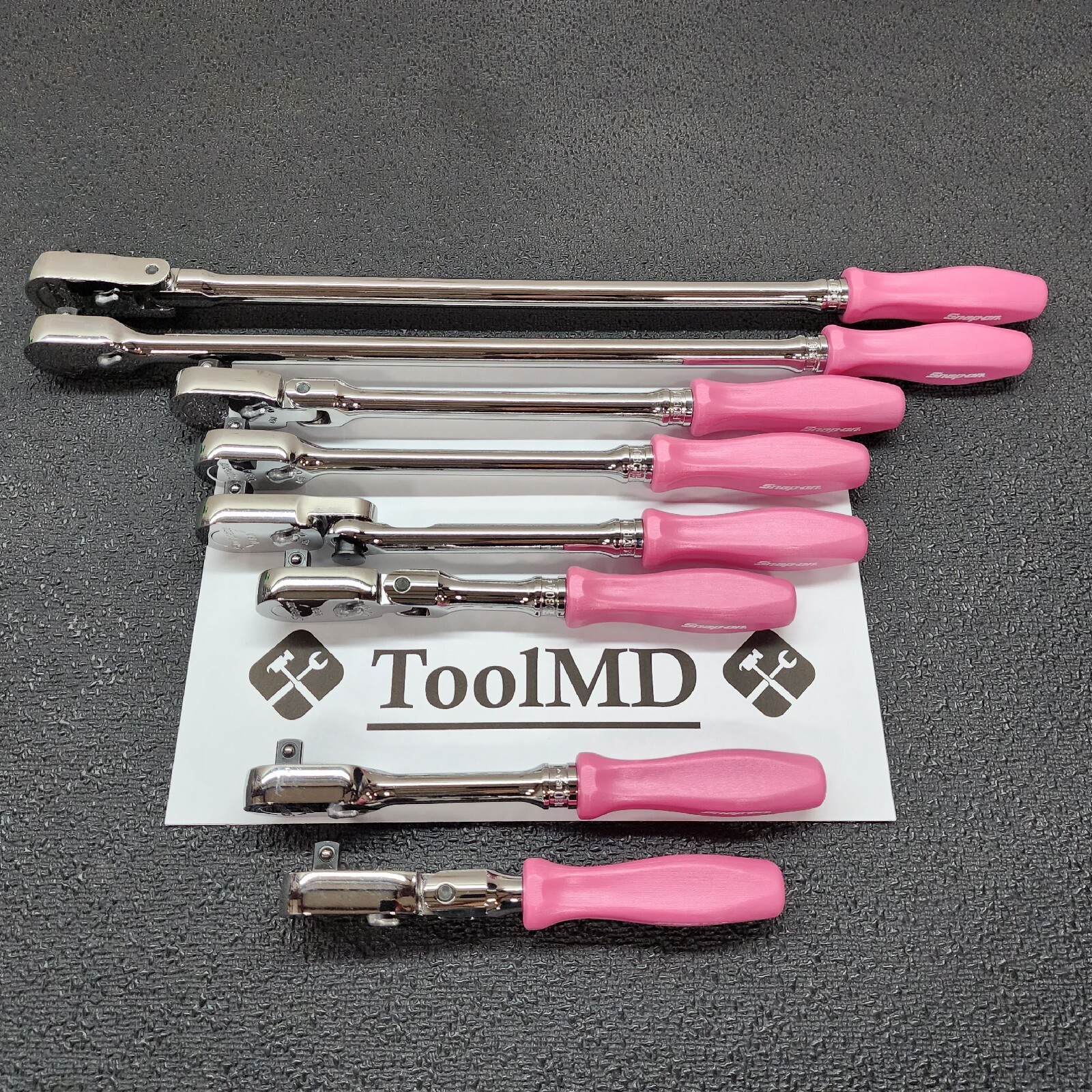 Snap-on Tools NEW 8pc PEARL PINK Hard Handle 3/8″ Drv Fixed Flex Ratchet Lot Set