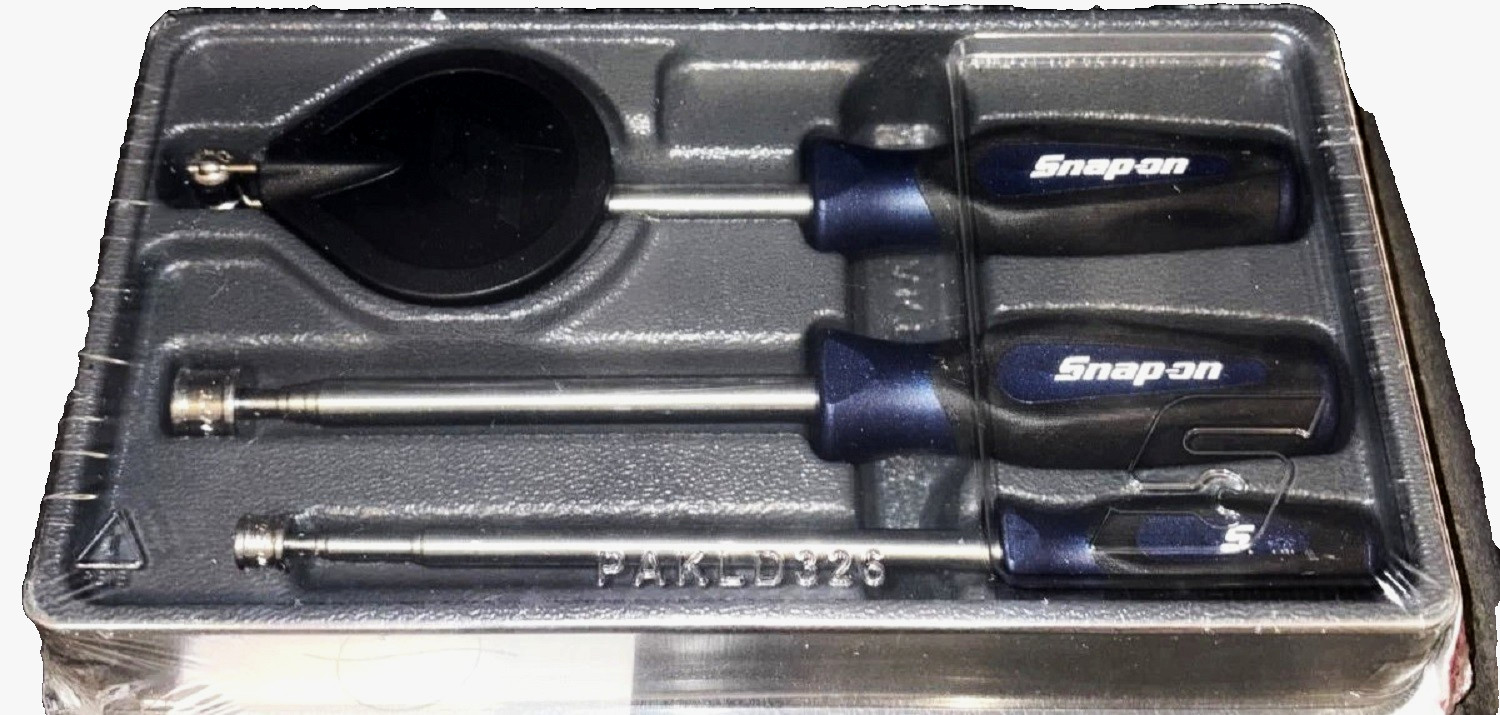 NEW Snap-on Tools PTM30MB 3pc *METALLIC BLUE* Magnetic Pick-up Tool & Mirror Set