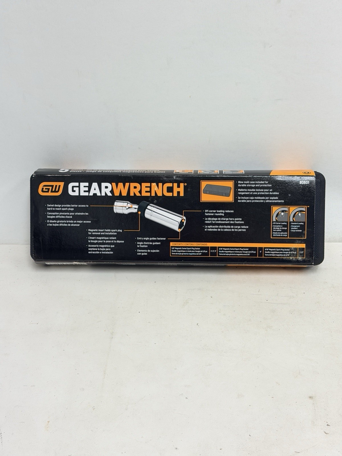 GEARWRENCH 5 Pc 3/8″ Drive 6 Pt. Magnetic Swivel Spark Plug Socket Set (80601)
