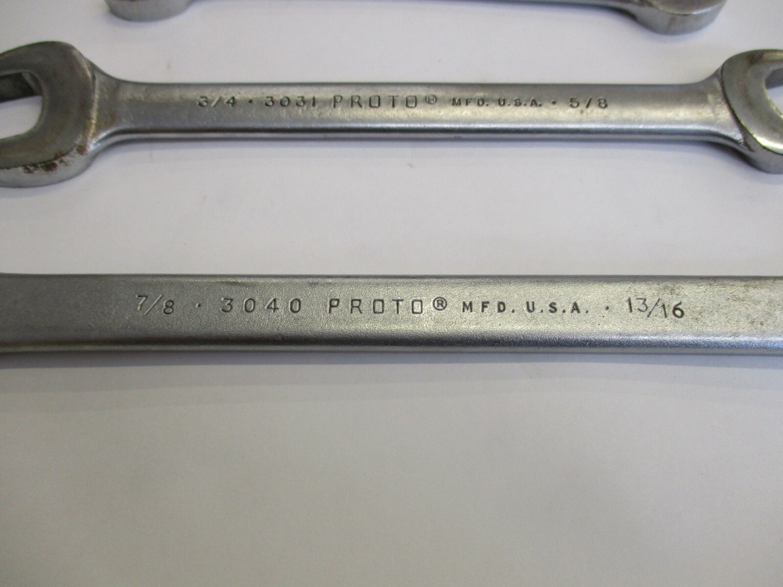 Proto 3 Pc SAE Open Double End Wrench 7/8 x13/16,3/4 x 5/8 , 5/8 x 9/13