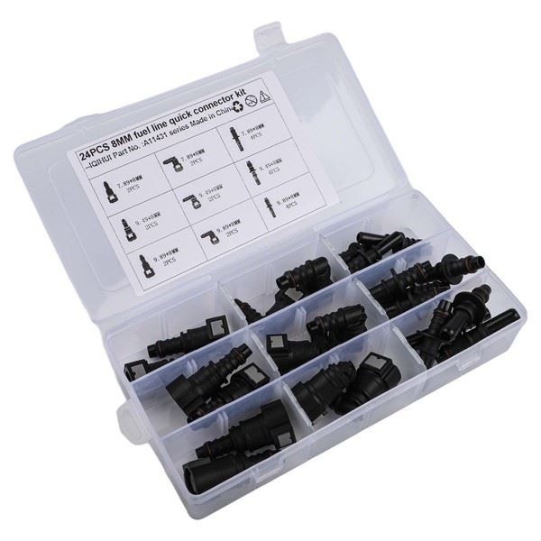 Fuel Line Quick Connector Repair Kit 24PCS with Multiple Sizes for Diesel Hose