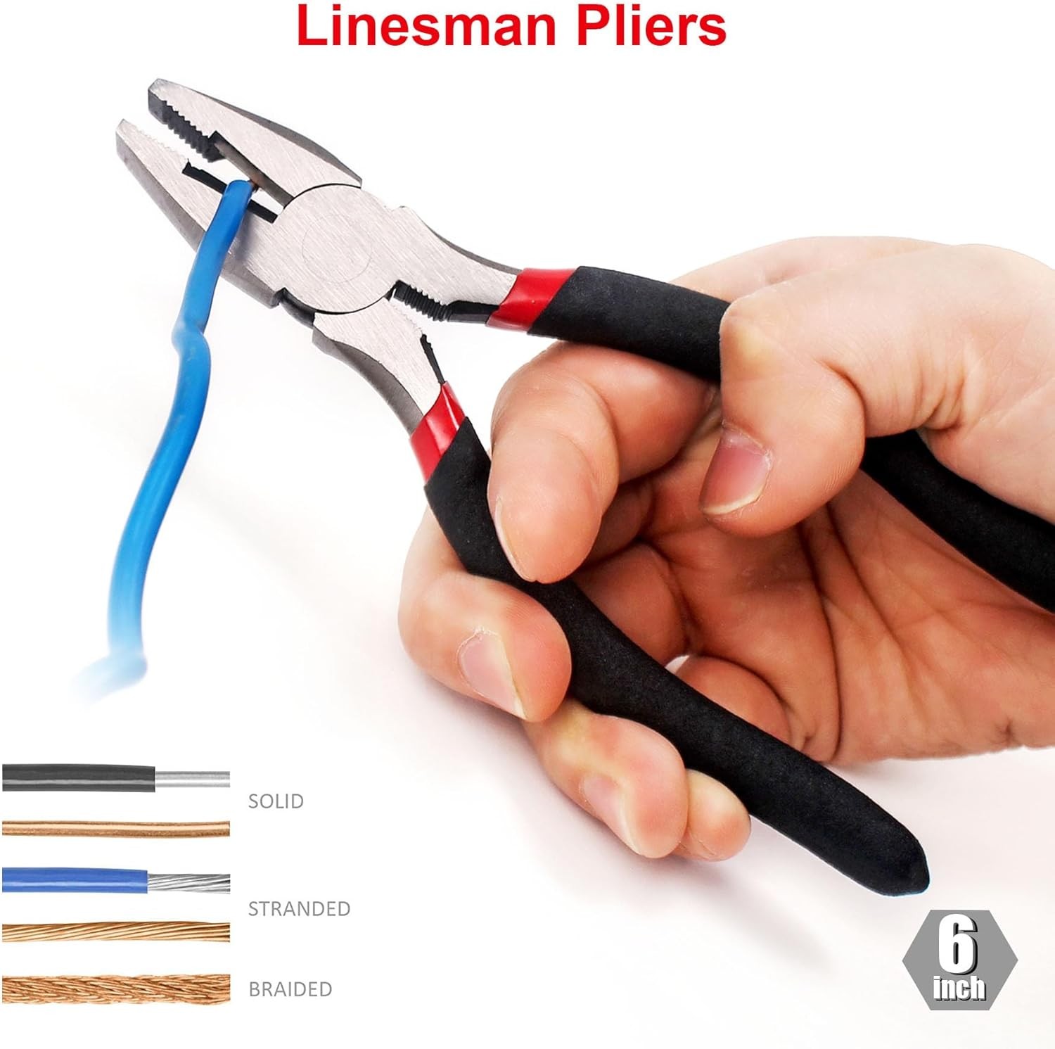 FASTPRO 7-Piece Utility Pliers and Wrench Set, Includes 8″ Black & Red