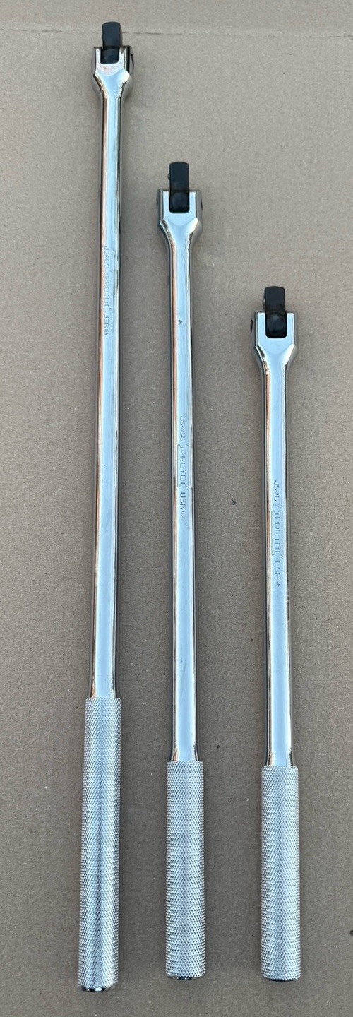 Proto 3pc 1/2” Drive Breaker Bar Set 24”, 18” & 15” w/ Knurled Handle Chrome NEW