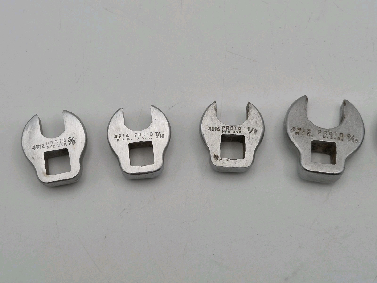 Proto Tools used Lot of 7 Crow Foot Socket Wrenches, 3/8” Drive, 3/8” – 3/4”