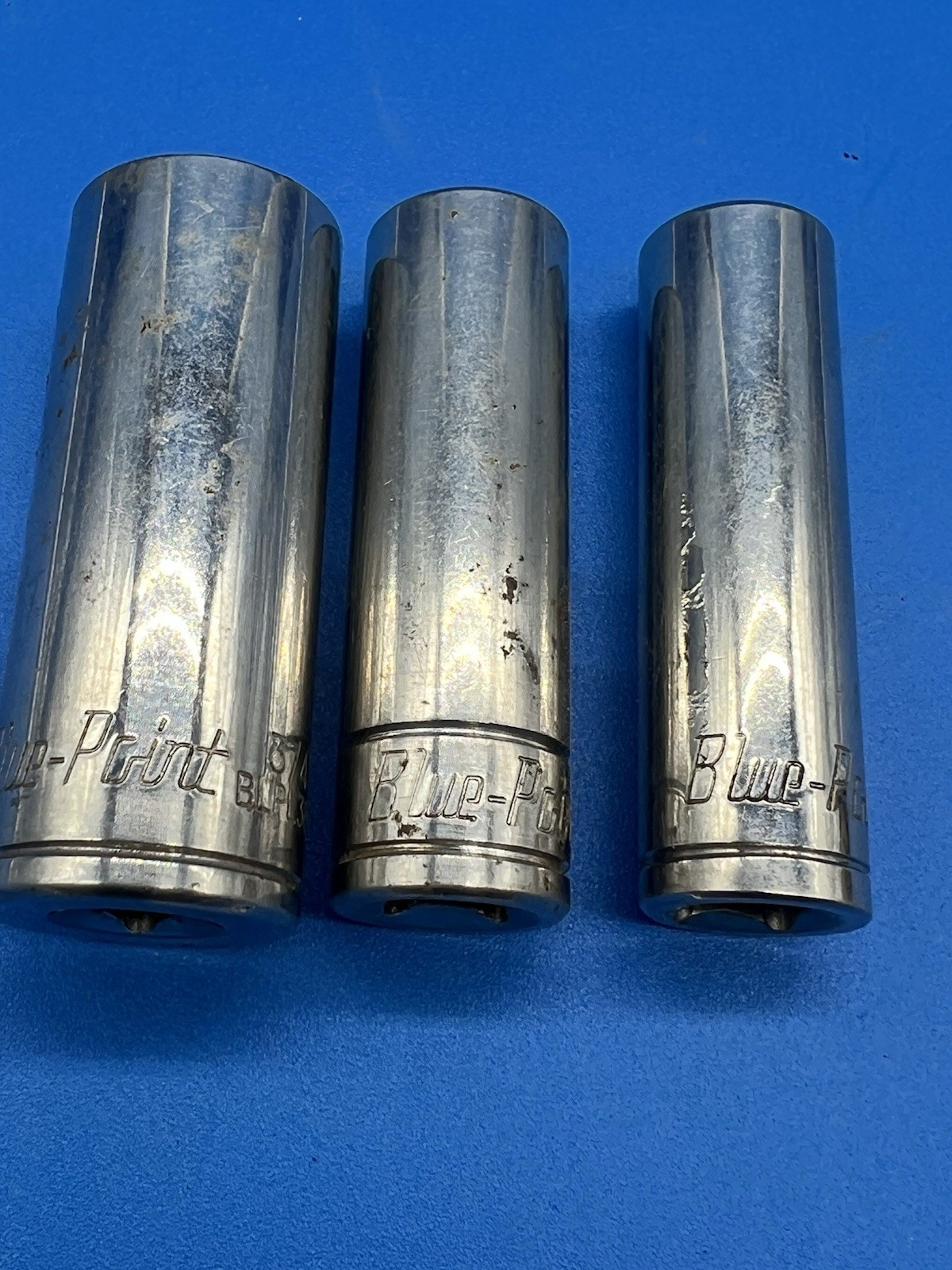 BLUE-POINT BY SNAP-ON – Lot Of 3 Deep Sockets,3/8″ Drive,12pt, 3/4, 14mm, 1/2