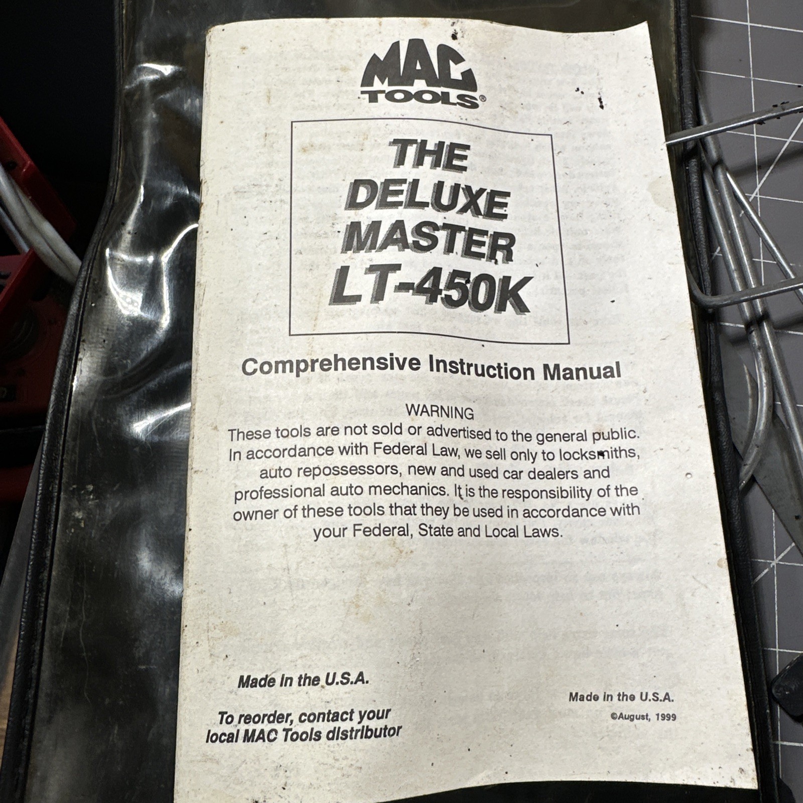 Mac Tools LT450K The Deluxe Master W/ BLACK BAG Tool Kit