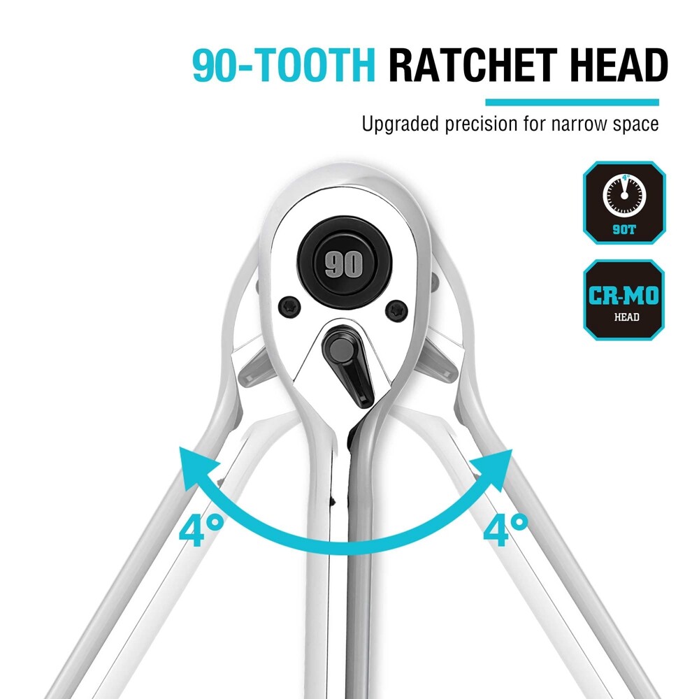 DURATECH 1/2″ Drive Extendable Ratchet 90-Tooth Quick-release Ratchet 5 Sections