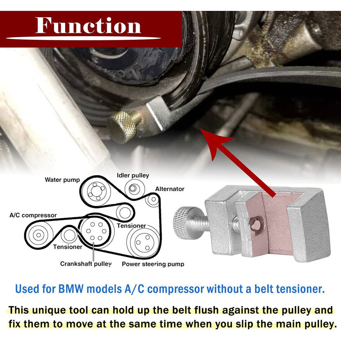 3458 A/C Belt Installation Tool Compatible for BMW N62&Mini W17 A/C Belt 641040