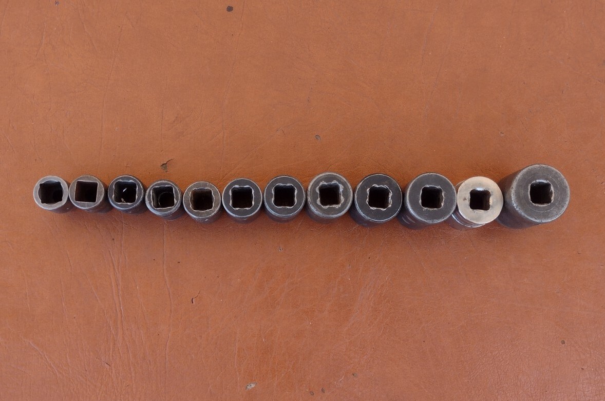 Vintage Snap On 12 Pc. 1/2” Dr. SAE 6 Pt. Impact Socket Set 3/8” to 1-1/16″ USA