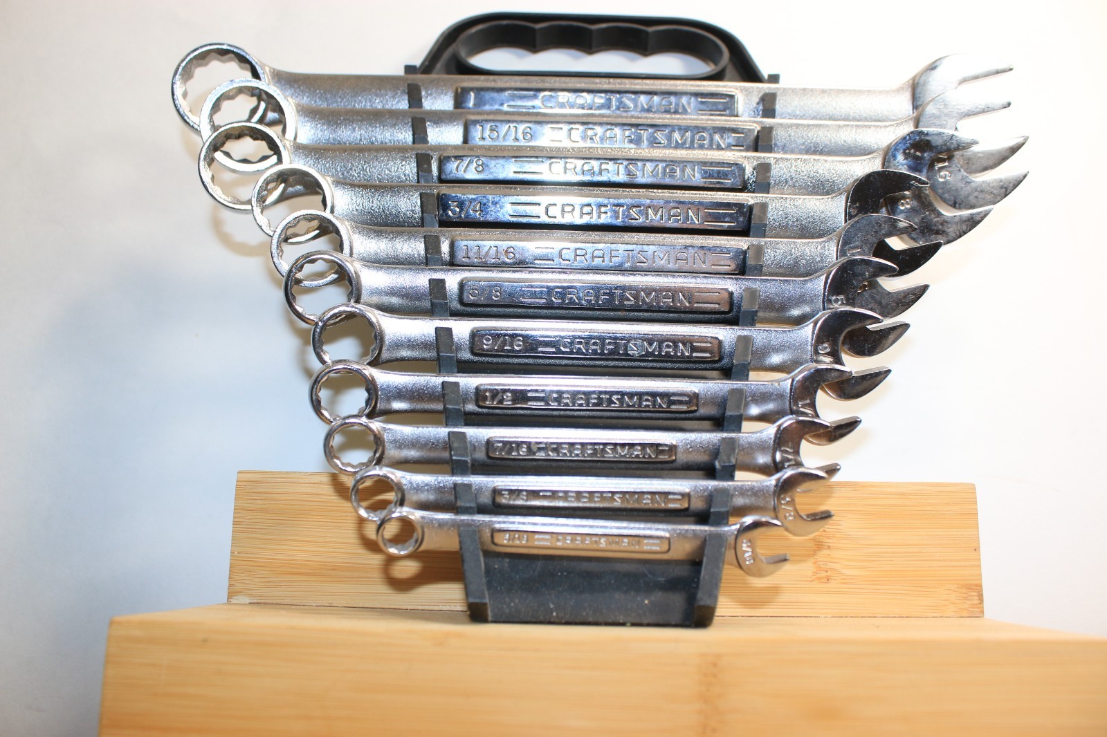 CRAFTSMAN SAE COMBINATION WRENCH SET 12 POINT USA – SET OF 11 W / rack VA