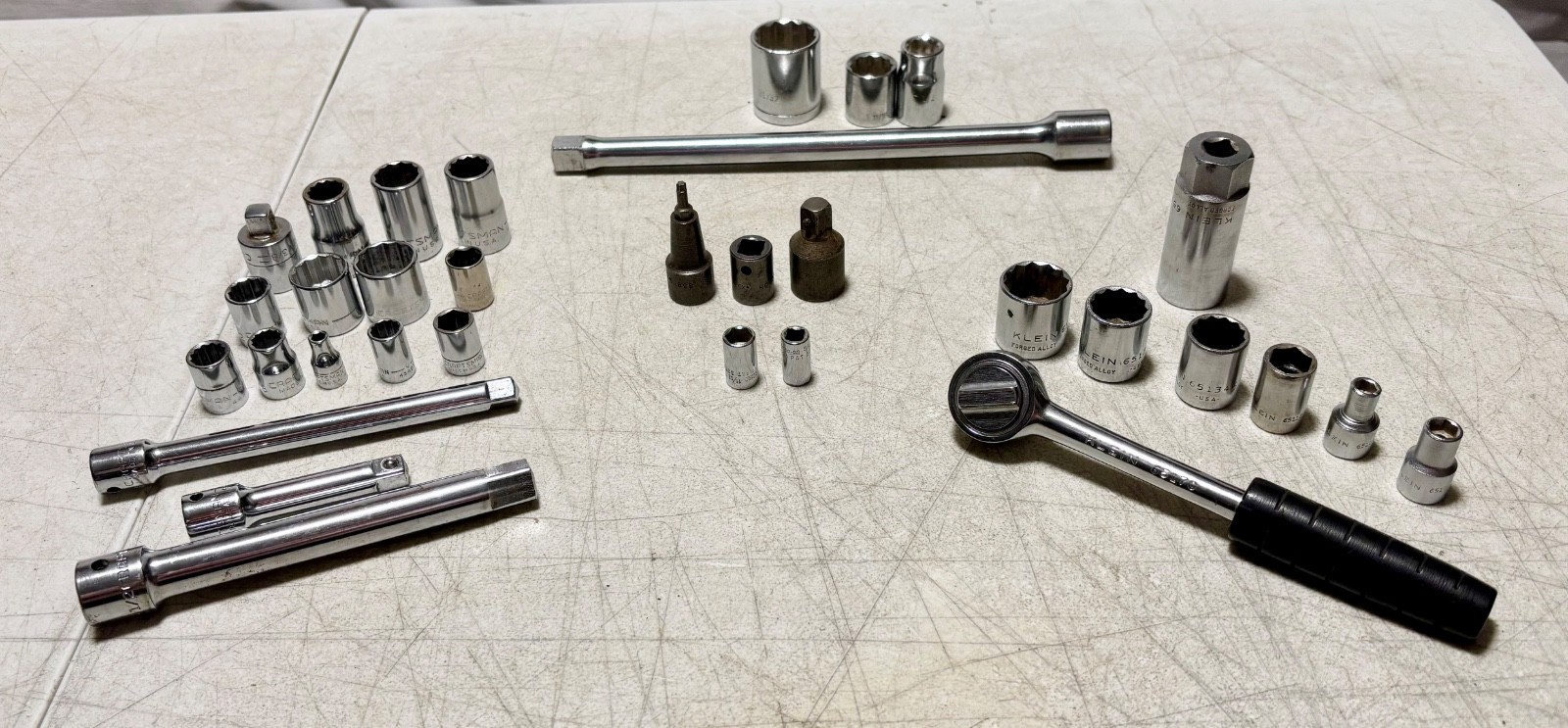 Mixed Lot Sockets Ratchet Extensions Craftsman Klein Snapon Apex & MISC 33 Piece