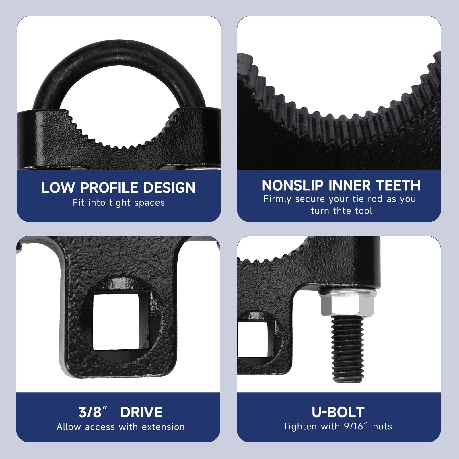 Universal Inner Tie Rod Removal Tool Kit – 3/8″ U-Wrench & 27-44mm Hex Wrench fo