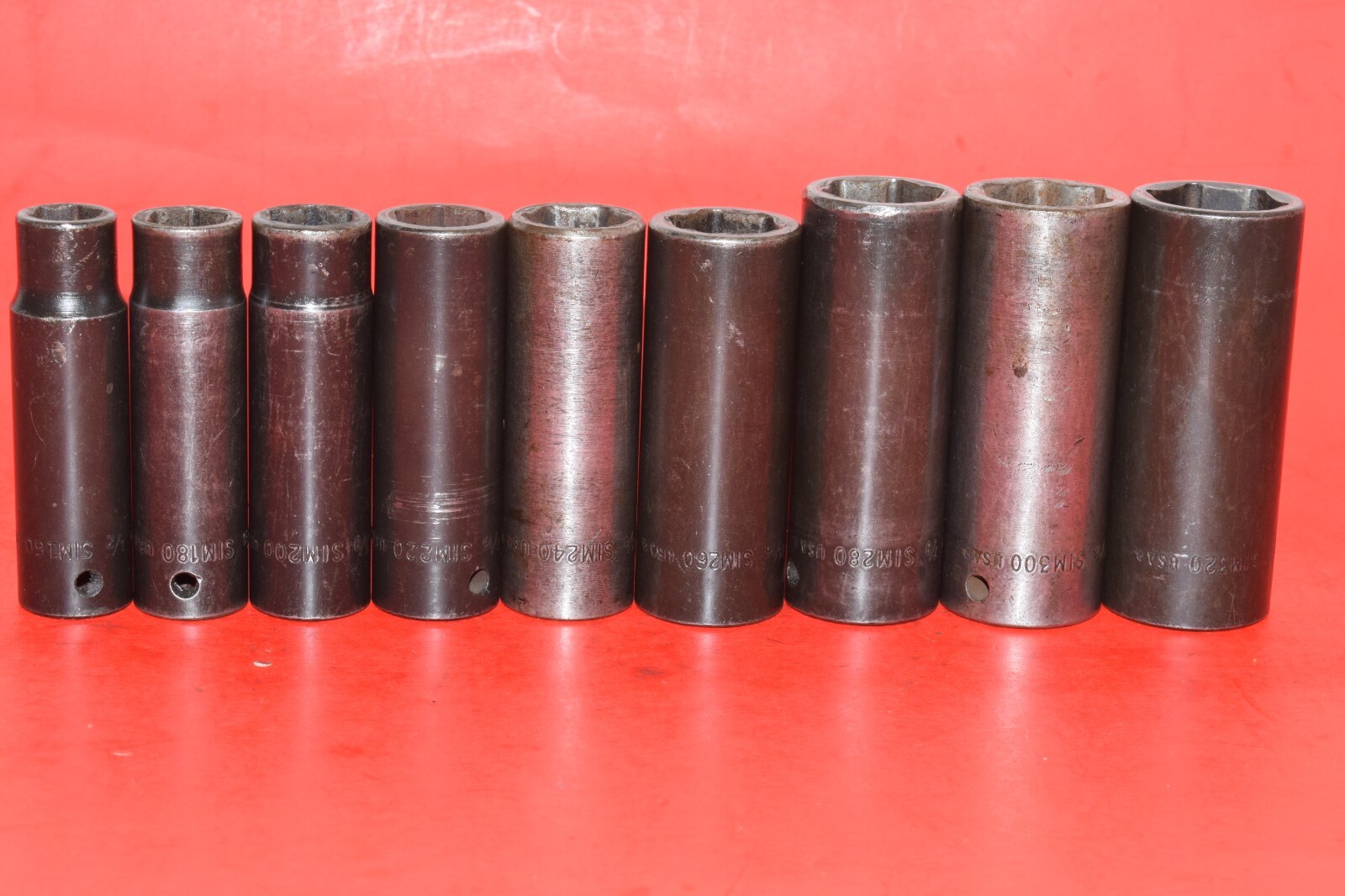 Snap-On 1/2″ Drive 9pc SAE 1/2 – 1 Deep 6-Point Flank Impact Socket Set 309SIMYA