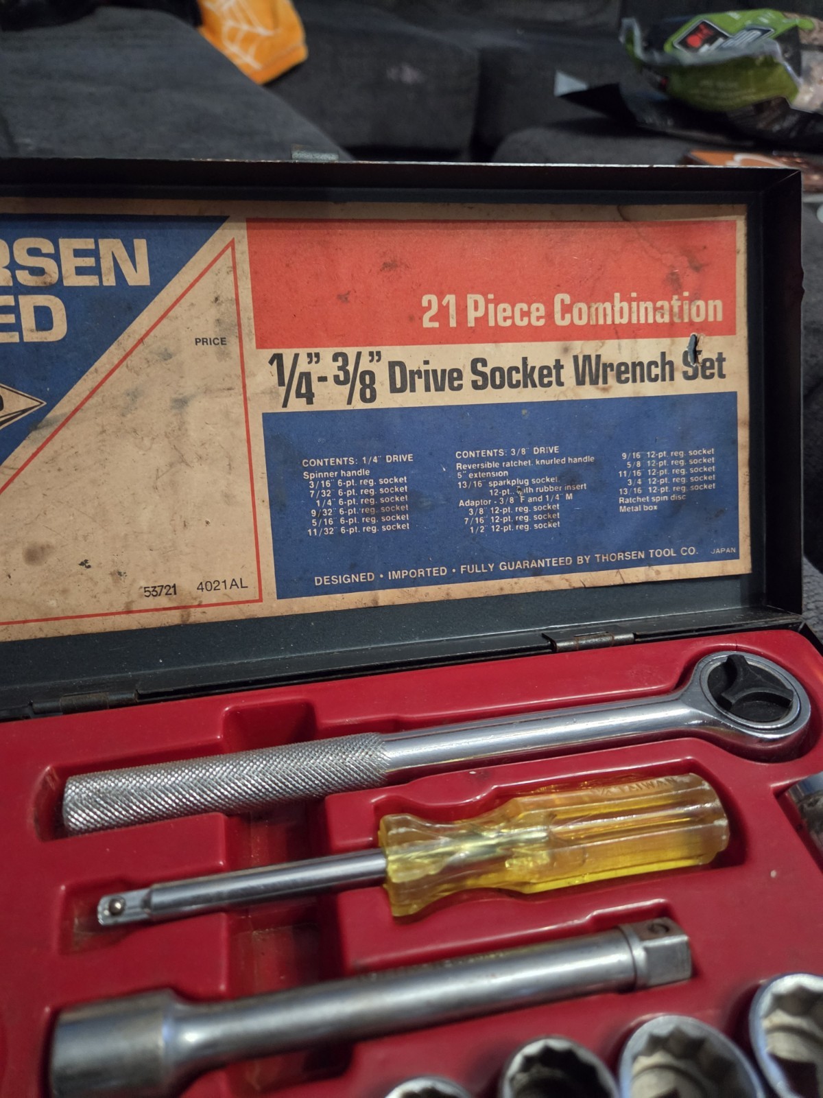 Vintage Thorsen Allied Wrench Set 1/4″ & 3/8″ Drive Socket Set 53721 Japan